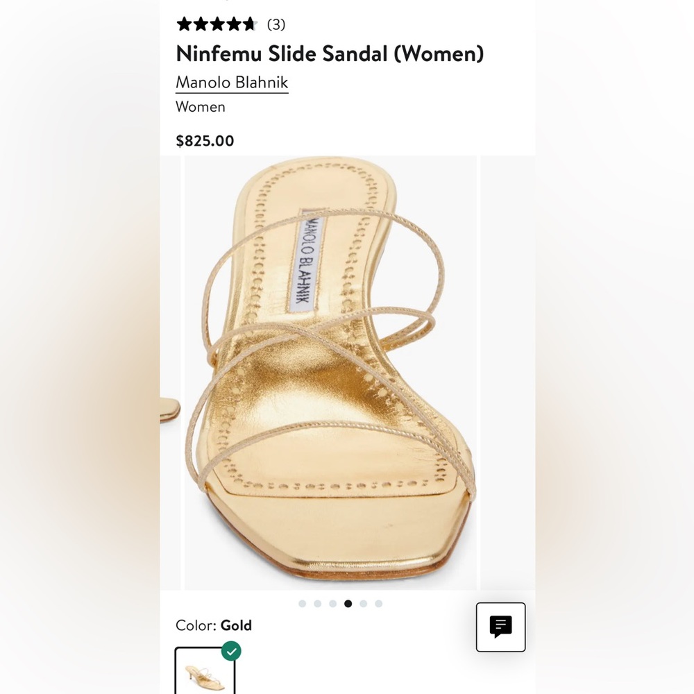 Manolo Blahnik Metallic Gold Strappy Kitten Heel Sandals - Picture 4 of 12